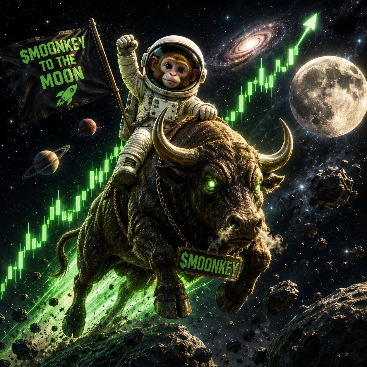 $MOONKEY astronaut riding a cosmic bull market
